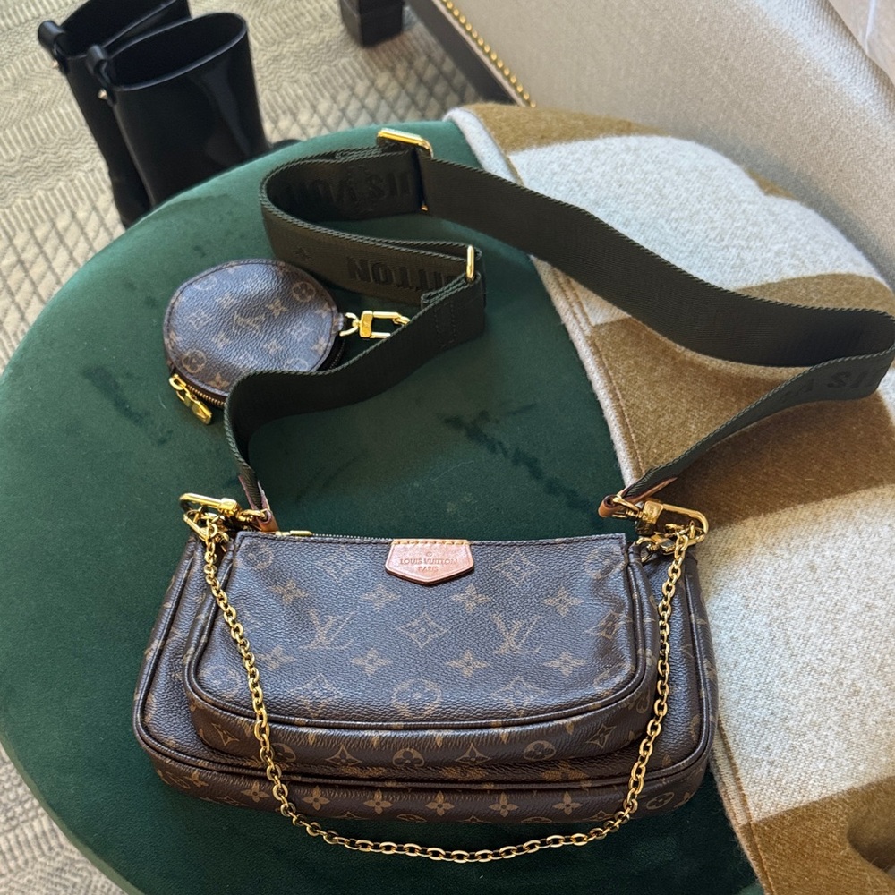 Louis Vuitton Monogram Brown Crossbody Bag with Gold Accents